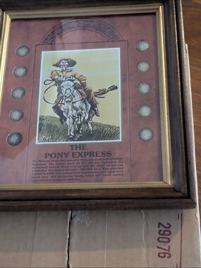 Coin Collector The Pony Express Framed Western Print - Brown/Tan